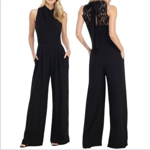 Gal Meets Glam Pants - NWT Gal Meets Glam Collection Melanie Wide Leg Jumpsuit Lace Back Bow